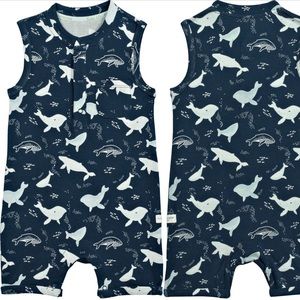 NWT Loulou Lollipop whale print romper Sz 18-24m